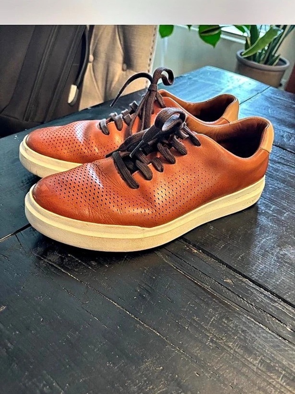 Cole Haan Grand Crosscourt Modern Perforated Sneaker Brown & White US 10M